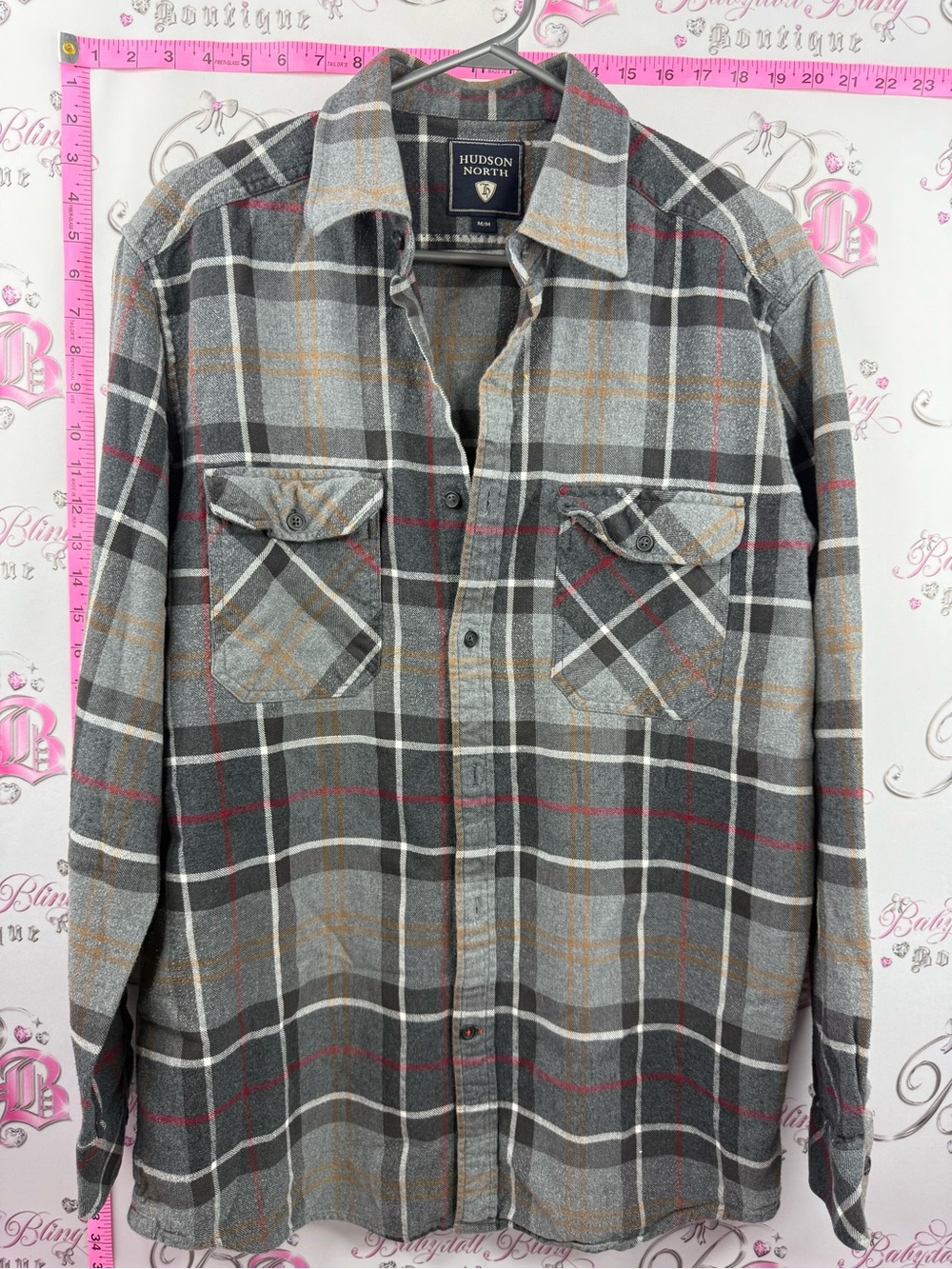 Hudson North Men's Gray Plaid Lightweight Shirt Jacket